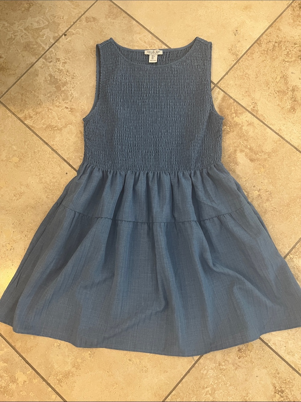 NWOT Rachel Zoe Cosima Blue Smocked Bodice Tiered Sundress L - Picture 2 of 8